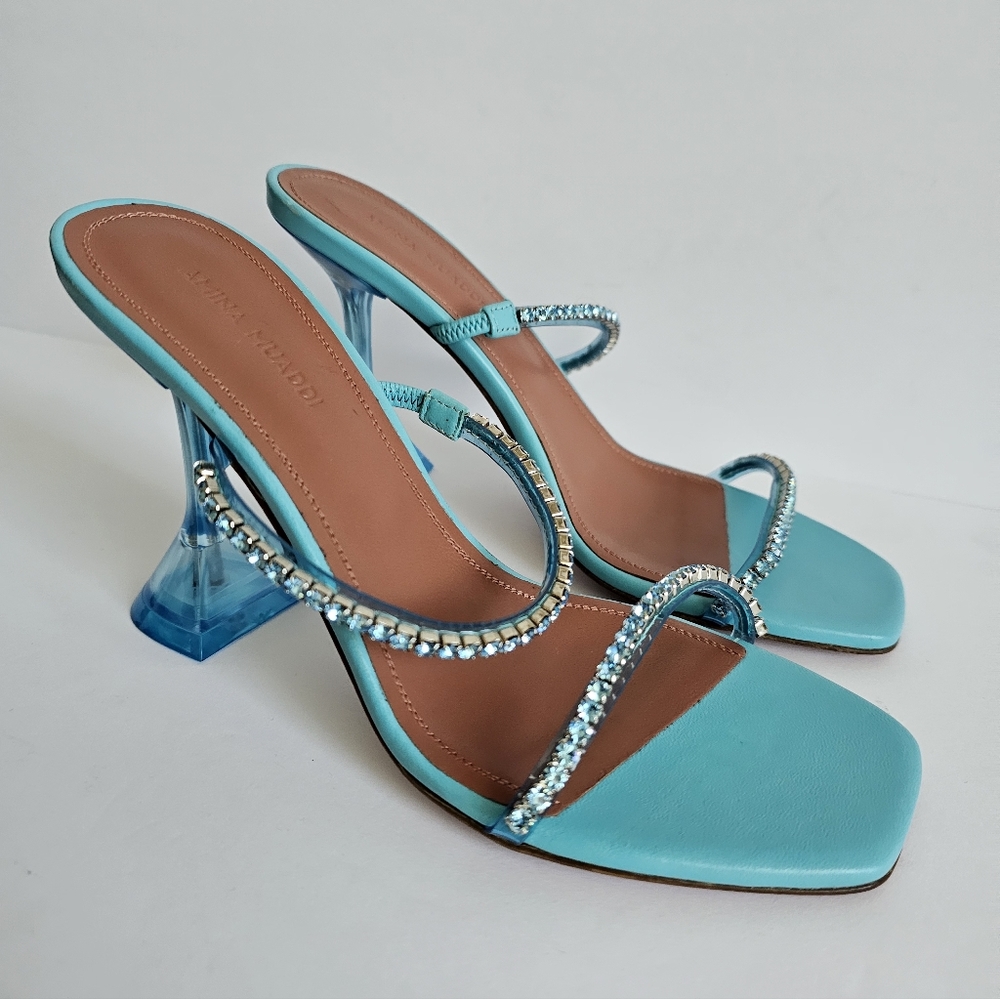 Amina Muaddi Gilda Crystal Embellished Sandals Size 36